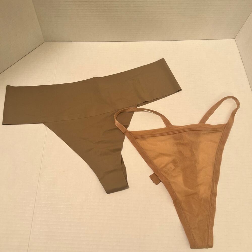 SKIMS Thong Bundle 2 Pack Ochre Tan Nude Size 2X